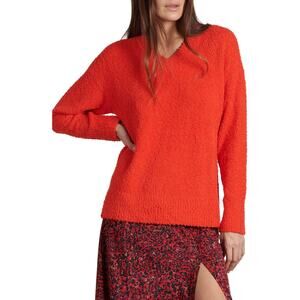 Sanctuary Teddy V-Neck Sweater Punk Red Size Small